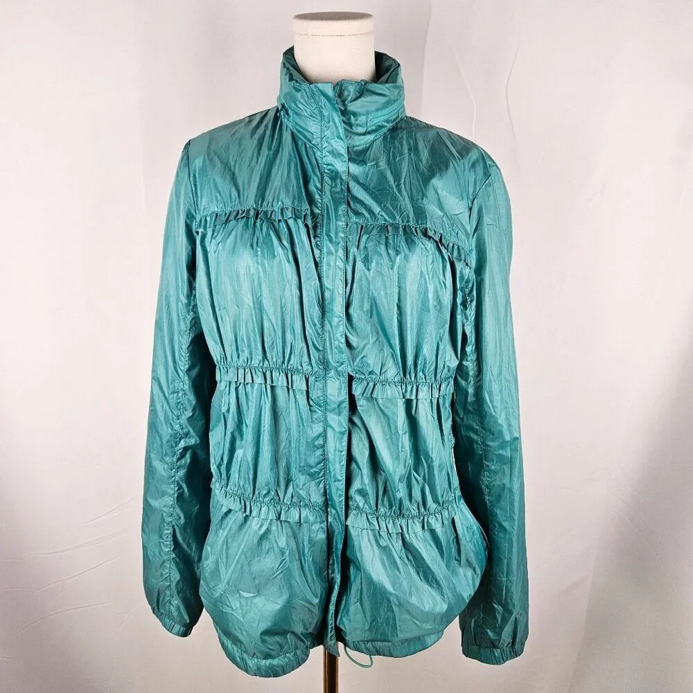 PrAna‎ Womens Tegan Yoga Jacket Large Turqoise Polyester Water-Resistant Zip